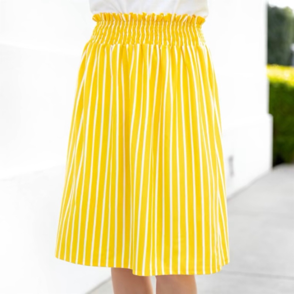 Striped Yellow and White Skirt 100% Cotton XL